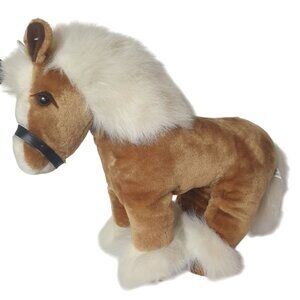 VTg Soft Things Clydesdale Horse Plush Lg 22" Brown White Bridle Realistic Toy